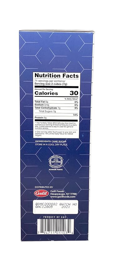 Shams Kosher Sugar Cubes – White Pure Cane Sugar Cubes, Non-GMO, Vegan, Certified Kosher - Individually Wrapped Sugar Cubes for Coffee, Cocktails, Tea 17.6 Ounce (Pack of 2)