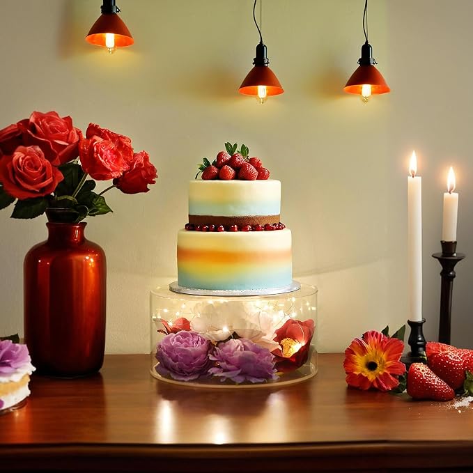 3Pcs Acrylic Cake Display Stand 6'' 8'' 10'' Round 3 Tier Clear Cylinder Cake Box for Wedding Birthday Party Decor (6 / 10 / 12 Inch)