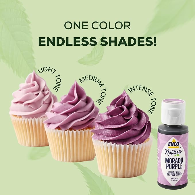 ENCO Natural Food Coloring Gel Purple (1.41 oz) – No Artificial Dyes, Vibrant Colors for Icing, Buttercream & Fondant – Kosher & Vegan Colors – Baking & Cake Decorating