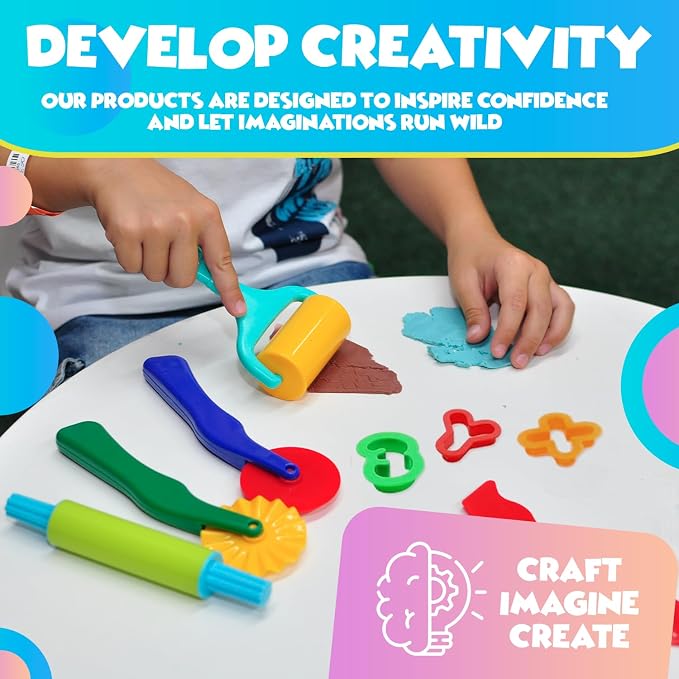 DIMROM Clay and Play Dough Tools Six Piece Set - Ages 3 & Up (47pcs)