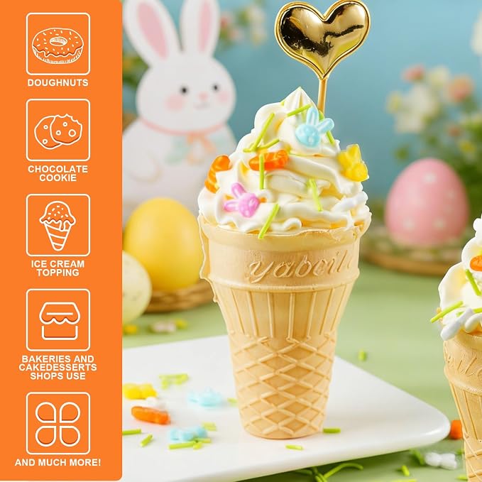 Easter Sprinkles for Cake Decorating 7 oz Pastel Spring Sprinkles - Edible Bunny Carrot Candy Green Jimmies Sprinkles Mix for Baking Easter Egg Ice Cream Cookies Cupcake Topper (Pink Blue Yellow Green)