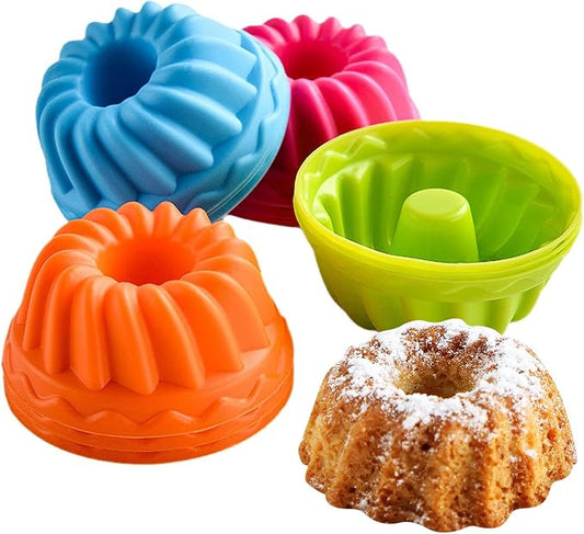 24er Pack Silicone Donut Pans for Baking, Mini b undt Pan Silicone Donut Molds, Nonstick Doughnut Muffin Pumpkin Cup Cupcake Molds Pan, Mini Fluted Tube Silicone Baking Molds