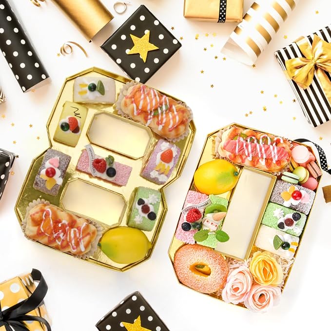 Cardboard Number for Charcuterie 80 Set Fillable Tray 10.2'' Gold Charcuterie Paper Box for 80th Birthday Anniversary Party Decorations Chocolate Candy Cupcake Container