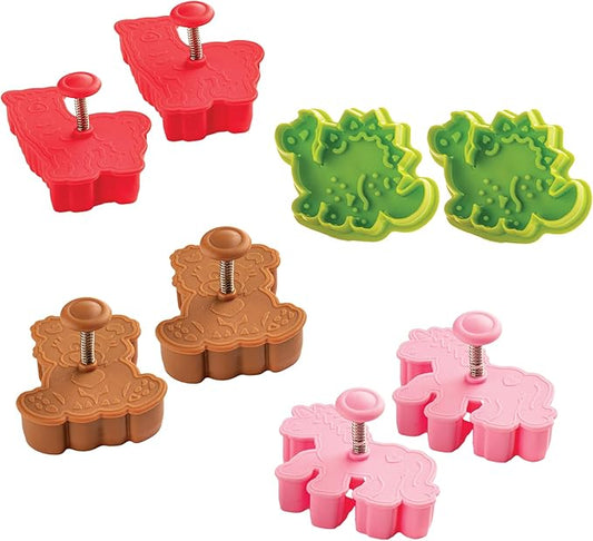 Mrs. Anderson's Baking Animal Cookie Cutters, Set of 8, Spring-Action Embossing Cutters For Cookies, Fondant, And Pastry Dough
