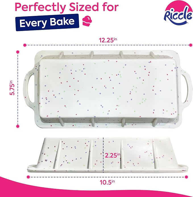 RICCLE Silicone Bread Loaf Pan – 2 Pack, 9.5x5 inch Silicone Molds for Baking with Metal Reinforced Frame - Non-Stick Banana Bread Loaf Pan & Silicone Baking Pan -for Baking Meatloaf