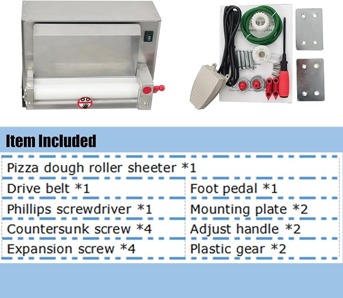 110V 450W Electric Pizza Press Machine 3"-12" Fully Automatic Pizza Dough Roller Sheeter Pastry Press Molding Machine Single Roll Pressing Machine