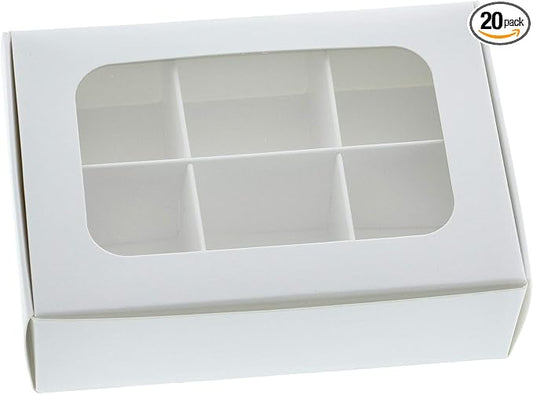 Treat Boxes - 20 ct 5 x 3.5 x 1.57 in Bakery Boxes with Windows and Dividers for Candy, Cookies, Cupcakes, or Bakery Desserts - Chocolate, Treats, and Baked Goods Packaging for Gifting