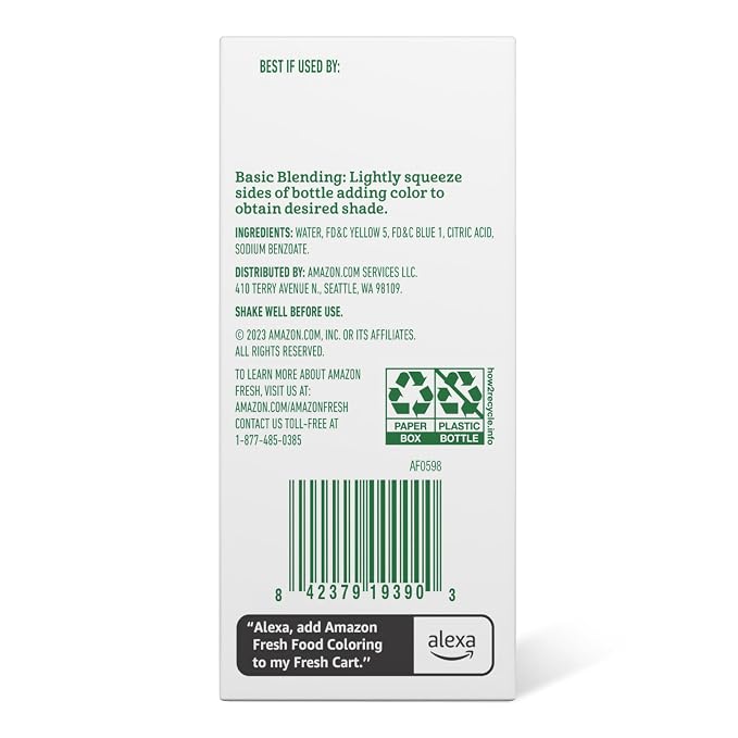 Amazon Fresh, Green Food Coloring, 1 Fl Oz (Previously Happy Belly, Packaging May Vary) (Pack of 5)