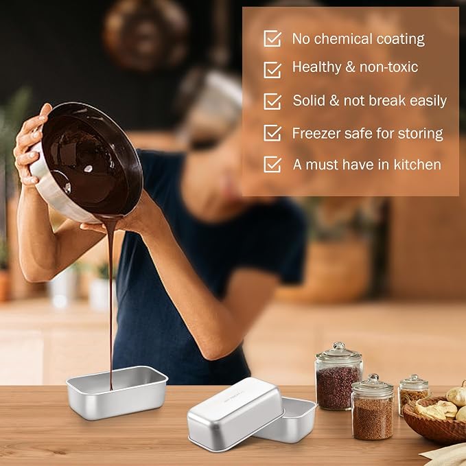 TeamFar Mini Loaf Pan, 12 PCS Stainless Steel Loaf Pans for Baking Bread, 6.3 x 3.5 Inch Bread Baking Pan for Homemade Bread, Meatloaf, Cake and Brownies, Non-Toxic, Oven & Dishwasher Safe