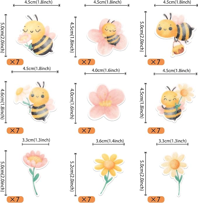 63 PCS Edible Bumble Bee Cupcake Toppers Wafer Paper Oh Babee Honey Bee Cupcake Picks Edible Sunflower Cupcake Decorations for Gender Reveal Baby Shower Kids Birthday Party Cake Decorations Supplies