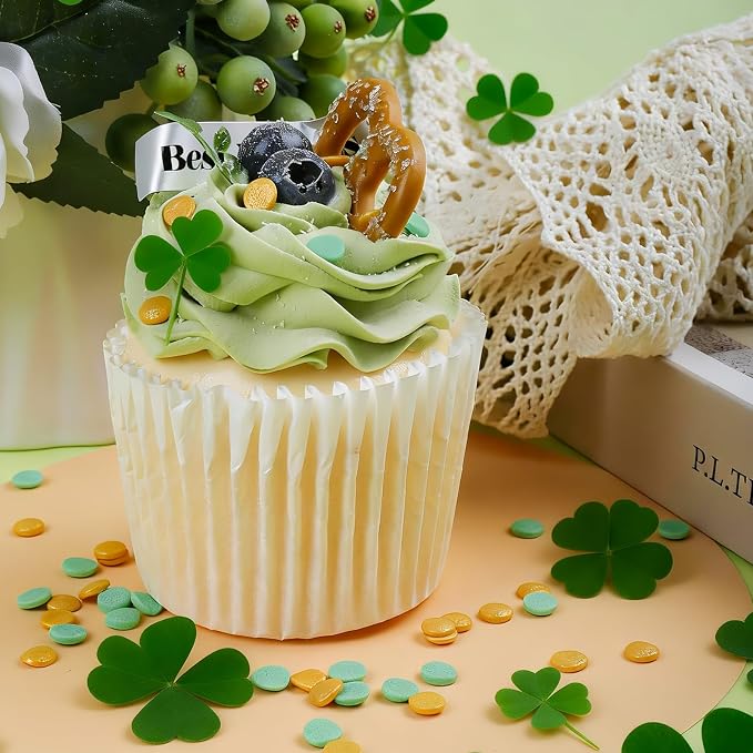 Green Sprinkles for Cake Decorating, 11Oz Spring St Patricks Day Sprinkles Edible with Jimmies, Nonpareils, Shamrock, Confetti, Sanding Sugar, Cupcake Ice Cream Donuts Baking Toppings