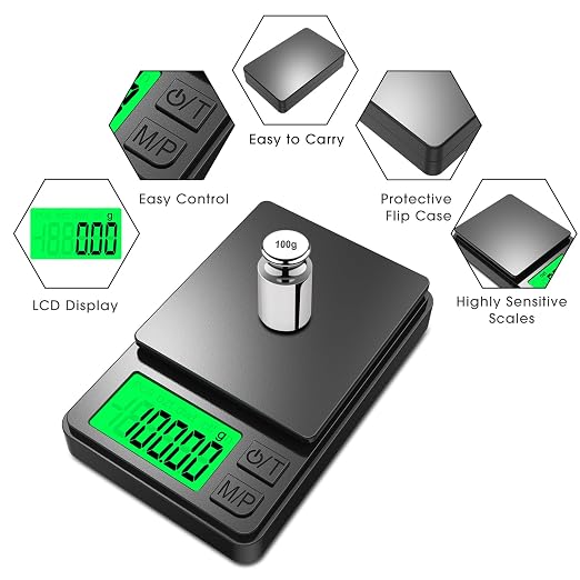 Mik-Nana Pocket Scale, 1000g x 0.01g Precision Gram Scale | Small Digital Scale Grams Ounces Grains, Kitchen Scale, Jewelry Scale for Gold, Gem, Herb, Great for Travel Food Scale