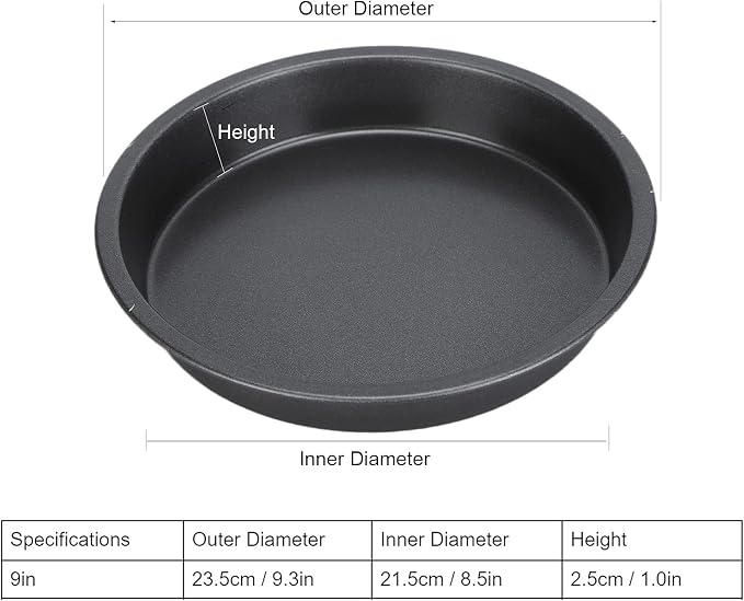 2Pcs Pizza Pan for Oven, 9 inch Deep Dish Pizza Pan Round Baking Tray, Non Stick Thickened Carbon Steel Pizza Pan for Home Kitchen Baking Cookie Pie Pizza Cake, Dishwasher Safe (9in)