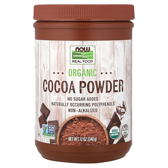NOW Foods Organic Cocoa Powder, Unsweetened-12 oz