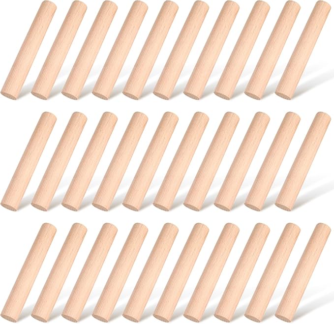 Patelai 50 Pieces Small Wooden Rolling Pin, Dumpling Dough Roller Wooden Mini Rolling Pins Kitchen Utensil Tool for Fondant, Pasta, Bread, Pastry, Cookies, Pizza, Pie, Cylinder Style, 6.3 Inch