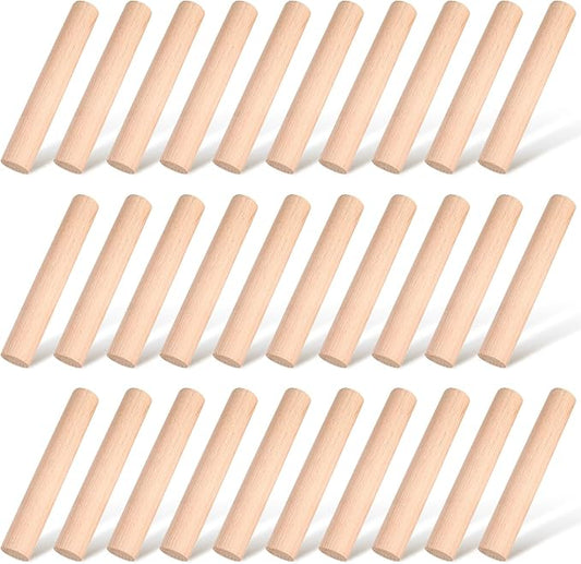 Patelai 50 Pieces Small Wooden Rolling Pin, Dumpling Dough Roller Wooden Mini Rolling Pins Kitchen Utensil Tool for Fondant, Pasta, Bread, Pastry, Cookies, Pizza, Pie, Cylinder Style, 6.3 Inch