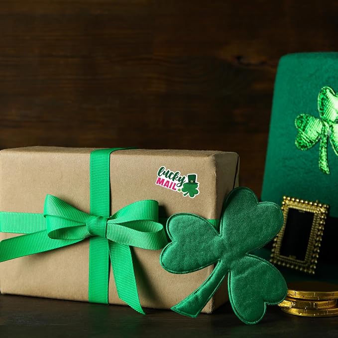 210 PCS St. Patrick's Day Packaging Stickers,Lucky Mail Sticker for Small Business Envelopes Shipping Boxes Gift Packaging