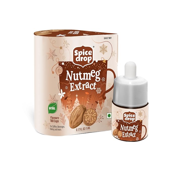 Spice Drop Nutmeg Extract - Up to 180 Drops Per Bottle | Coffee, Cooking, Baking, Dessert | Rich In Quality And Aroma | No Added Color or Preservative | Vegan (0.17oz, Pack of 1)
