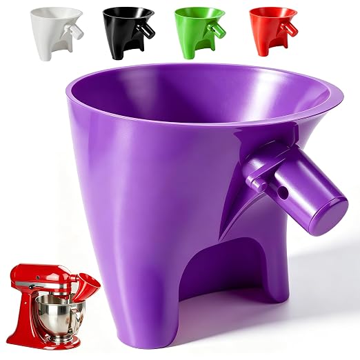 Flour Funnel for KitchenAid Mixer,Plastic Attachment for 4.5-5 Quart Tilt-Head Stand Mixer, Durable & Dishwasher Safe, Mess-Free Baking Tool, Kitchen Aid Accessories(Purple)