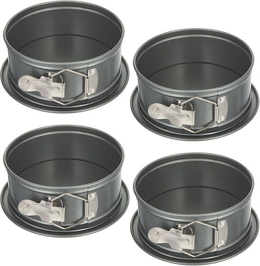 4 Pcs 6 Inch Non-stick Springform Pan with Removable Bottom Carbon Steel Cheesecake Pan Round Cake Pans Spring Form Cake Mold for Baking, Gray