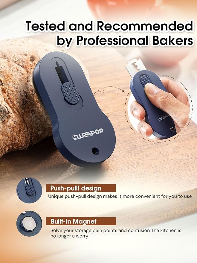 CLUEAPOP Extractable & Magnetic Bread Lame Dough Scoring Tool,Sourdough Scoring Tools,Bread Dough Cutter Slashing Razor Tool,5 Razor Blades,Bread Baking & Making Tools Supplies Accessories