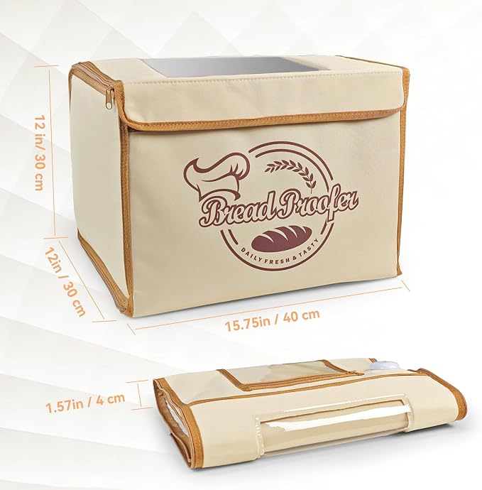 Folding Bread Proofing Box with Digital Temp Controller & 99H Timer and Metal Rack Multi-tier Insulated Collapsible Proofers for Sourdough, Pizza, Bread Baking, Yogurt, Kombucha