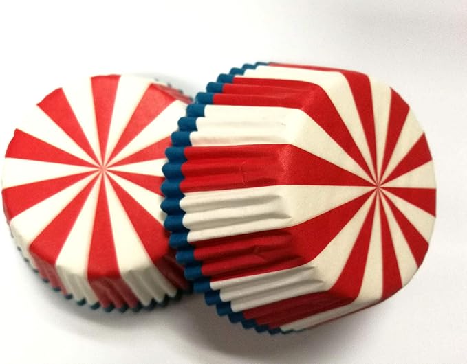 Red and White Striped Birthday Paper Muffin Cupcake Liners Cases Baking Cups 100 pcs,Standard Size 2x1.25inch