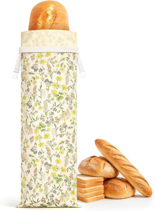 1pack French Baguette Bread Bags for Homemade Floral Bread Beeswax Bread Bag Baking Loaf Storage Bags 27.5 x 7.8 in