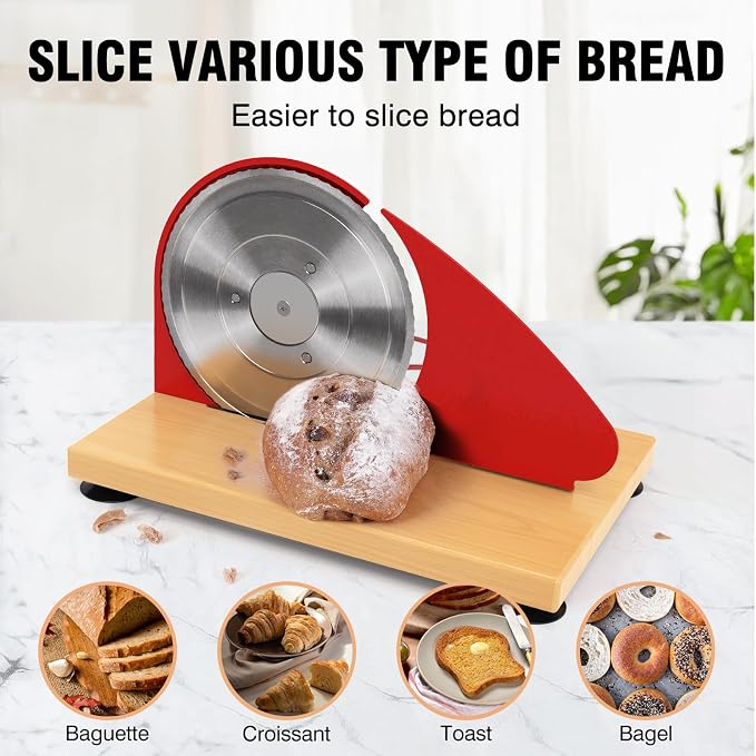 vanerepok Manual Bread Slicer Adjustable Thickness for Homemade Sourdough | Hand Crank Bread Cutter with Scale & Stable Suction Cups & Wood Base for Even Slicing Perfect Baking Gift for Home Bakers