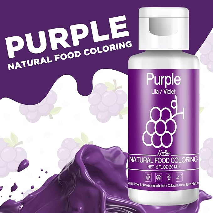 Natural Food Coloring - 2 fl.oz Plant-Based Liquid Food Coloring, Artificial Dye Free, All Nature Food Dye for Baking, Cake Decorating and Fondant, Organic Food Color for Icing, Frosting (Purple)