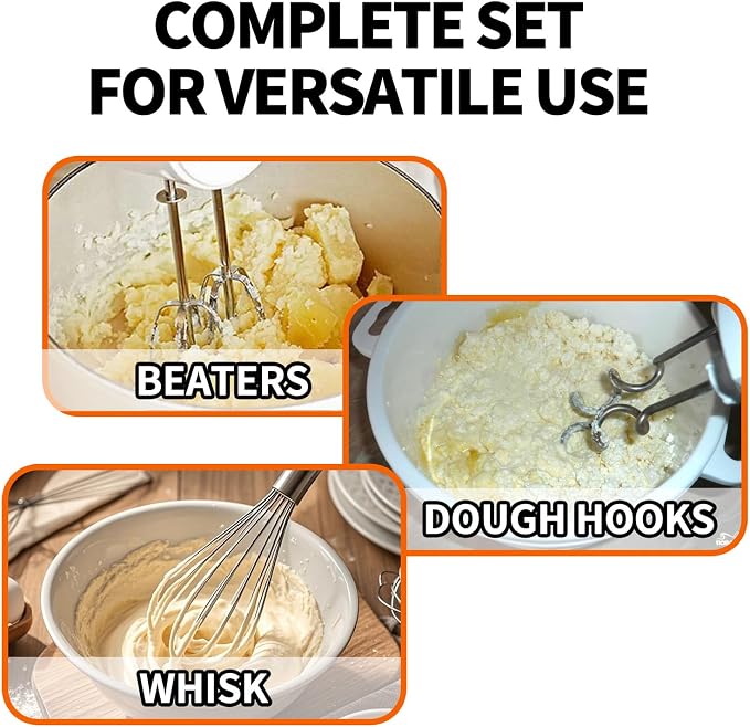 5 Pack Hand Mixer Replacement Beaters Compatible with BLACK and DECKER Electric Hand Held Mixer, Include 2 Mixer beaters, 2 Dough Hooks, 1 Whisk, Beaters Electric Mixer Parts Accessories