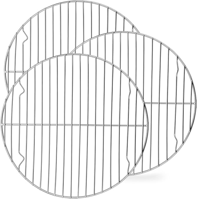 P&P CHEF Round Cooking Rack, Cooling Rack for Steamer, 10.5”, Silver | 3 Pack Stainless Steel Baking Rack for Grilling Roasting, Fits Air Fryer, Canning Pot, Oven & Dishwasher Safe, Non-toxic