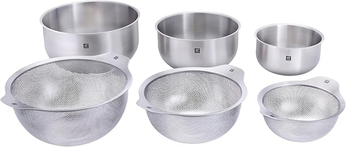 ZWILLING Prep 6-pc Brushed Stainless Steels Nesting Bowls & Strainers Set