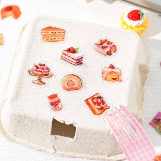 1000 Pcs Small Kawaii Dessert Stickers – 2x3cm Cute Mini Waterproof Vinyl Stickers for Planners, Scrapbooks, DIY Crafts – Sweet Treats, Macarons, Cupcakes in Decorative Tin Box