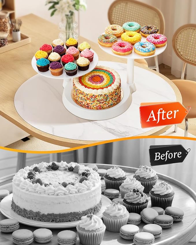 Uten 3 Tier Cupcake Stand, Plastic Cake Stand with 11” Tier Serving Tray, 38-Capacity Cupcake Tower, Cake Holder for Christmas Party, Weddings, Birthdays, Baby Showers, White