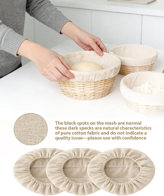 6 Pack Proofing Basket Linen Liner Banneton Liner 10 Inch Round and Oval Bread Proofing Cover Reusable White Cotton Cloth for Dough Rising Sourdough Baking Supplies Home Kitchen Accessories