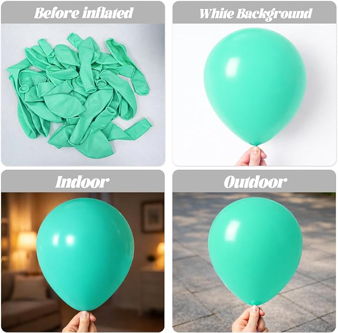 Voircoloria 130pcs Teal Balloons Different Sizes 18" 12" 10" 5" Turquoise Blue Balloons for Boys Girls Baby Shower Wedding Anniversary Graduation Engagements Birthday Party Decorations