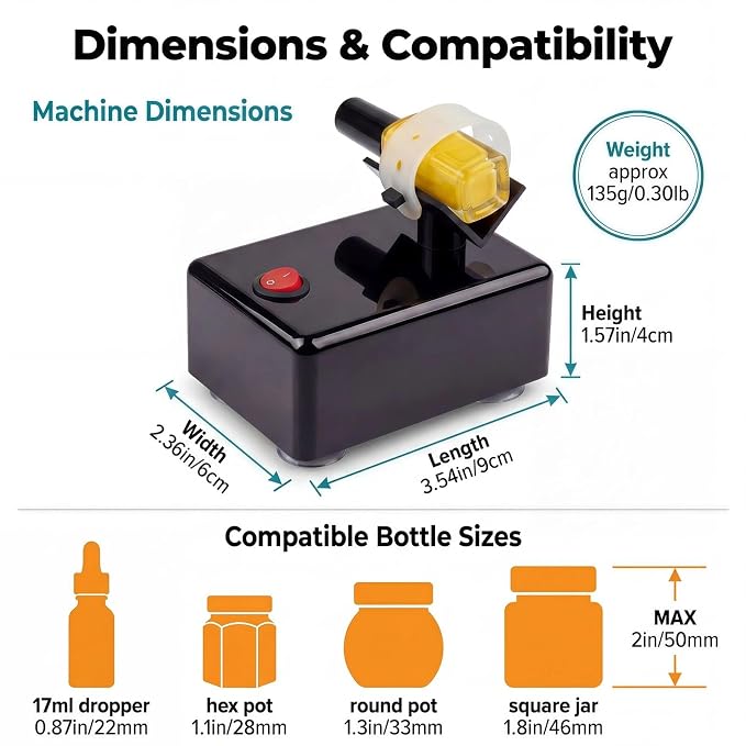 Electric Paint Mixer & Nail Polish Shaker - Professional Vortex Shaker Machine for Hobby Model Color, Lash Glue, Tattoo Ink - Continuous Liquid Mixer with Non-Slip Base