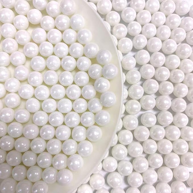 PhilaeEC White Pearls 7mm Size Sprinkles for Cake Decoration Edible Candy Baking Cookie Cupcake Toppers Wedding Party Valentines Halloween Christmas Supplies 3.53oz