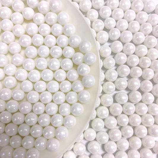 PhilaeEC White Pearls 7mm Size Sprinkles for Cake Decoration Edible Candy Baking Cookie Cupcake Toppers Wedding Party Valentines Halloween Christmas Supplies 3.53oz