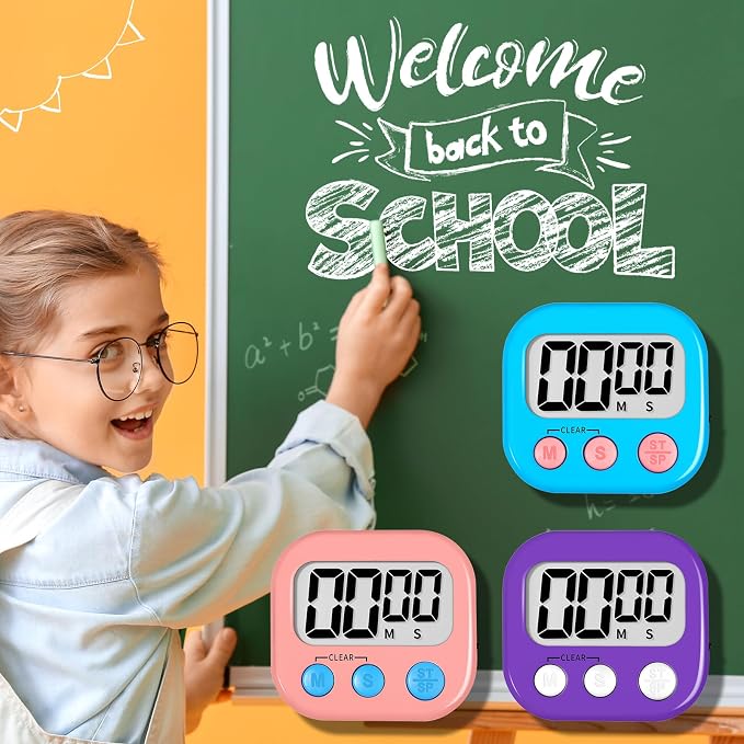 ZILLEN 6 Pack Kitchen Timers for Cooking Digital Classroom Timers for Kids Teachers Blue Pink Purple
