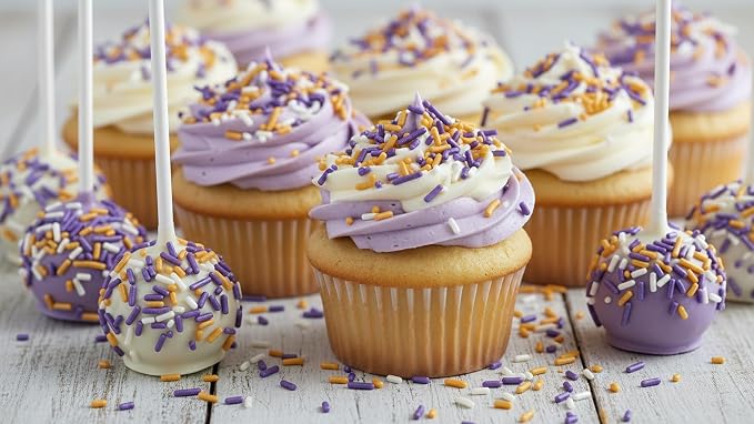 NCS Pearlized White, Purple & Gold Jimmies Edible Sprinkles – Cupcake, Cake & Cookie Decorations, 7 oz
