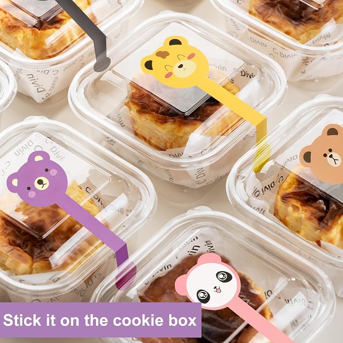 400Pcs Handmade Food Baking Seal Stickers Labels,Cute Animal Long Label Bakery Stickers,Self Adhesive Goods Bakery Sticker Sealing Tamper Proof Sticker for Pastry Bags Lollipops Candy Cake