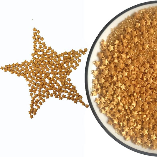 Edible Sugar Gold Star & Golden Sanding Candy Sprinkles Dessert Sprinkle Cake Cupcake Toppers Cookie Decorations Candy Sprinkles for Wedding, Art Project and Daily Cake Decorating, 4.23 Ounce