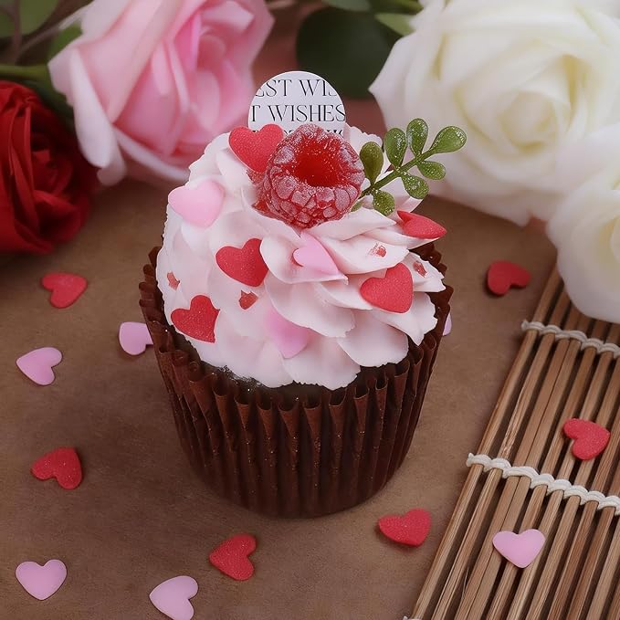 Heart Sprinkles For Cake Decorating, Red and Pink Edible Heart Shaped Sprinkles, Christmas Valentines Sprinkle Candy for Baking, Ice Cream, Cookies, Cupcake Topper