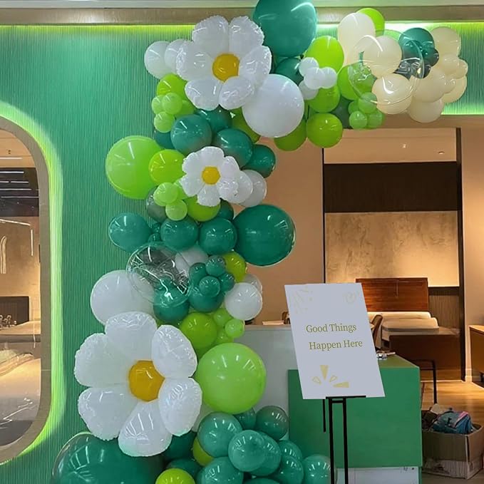 MEBAY Dusty Green White Balloon Arch Garland Kit, 166Pcs Dark Mint Green Ivory White Balloons for Birthday Baby Shower Anniversary Jungle Safari Party Decorations