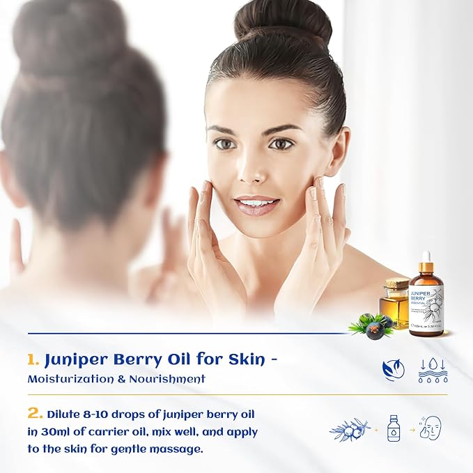 HIQILI 100ML Juniper Berry Essential Oil, Premium - 3.38 Fl Oz