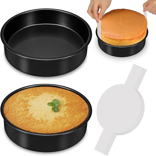 9 Inch Round Cake Pan Set of 2, Nonstick Cake Pans 9 Inch Round with 60PCS Parchment Paper for Birthday, Round Cake Pans for Baking Layered Cakes Deep-Dish Pizza Pie, Even Heating & Dishwasher Safe
