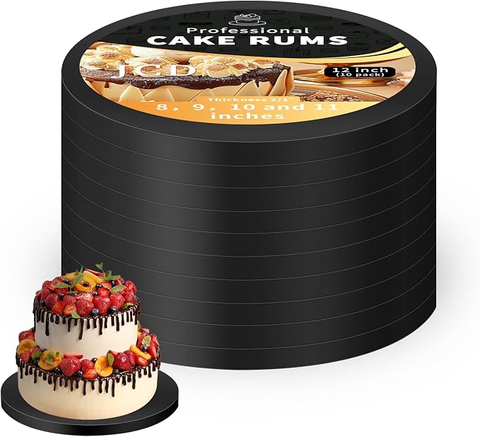 10packs Cake Boards 12 Inch Round,1/2" Thick Cake Drum, Cake Board Food Grade Cake Base, White Cake Cardboard Circles Bases para Pasteles for Wedding & Party & Pizza Desserts（Black 12inch/10pcs）