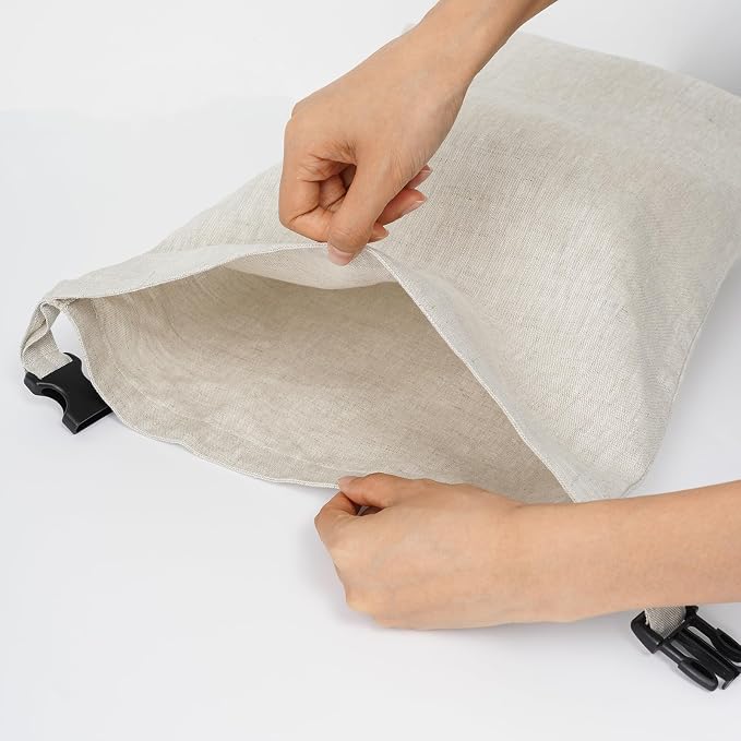 2 Pack 100% Linen Bread Bags for Homemade Bread Sourdough 13 x 19.6 Inch Reusable Bread Storage Bag 7.8 x 28.7 Inch for large Baguette (Dark Yellow)